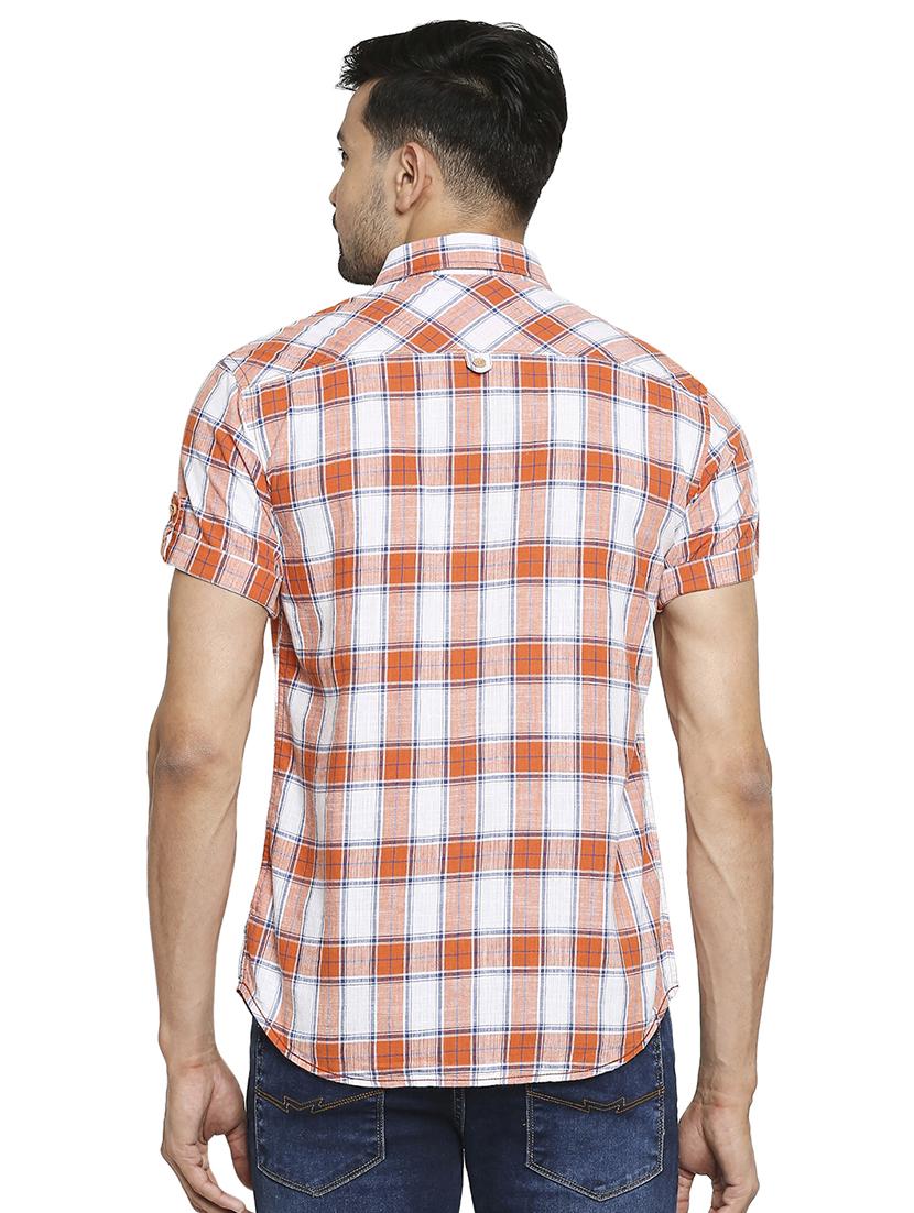 orange checked casual shirt - 18329400 - Standard Image - 2