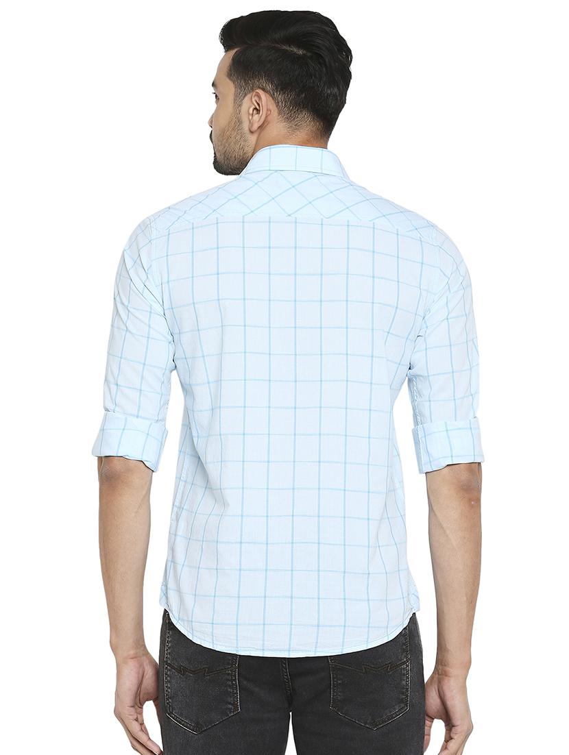 light blue checked casual shirt - 18329402 - Standard Image - 2