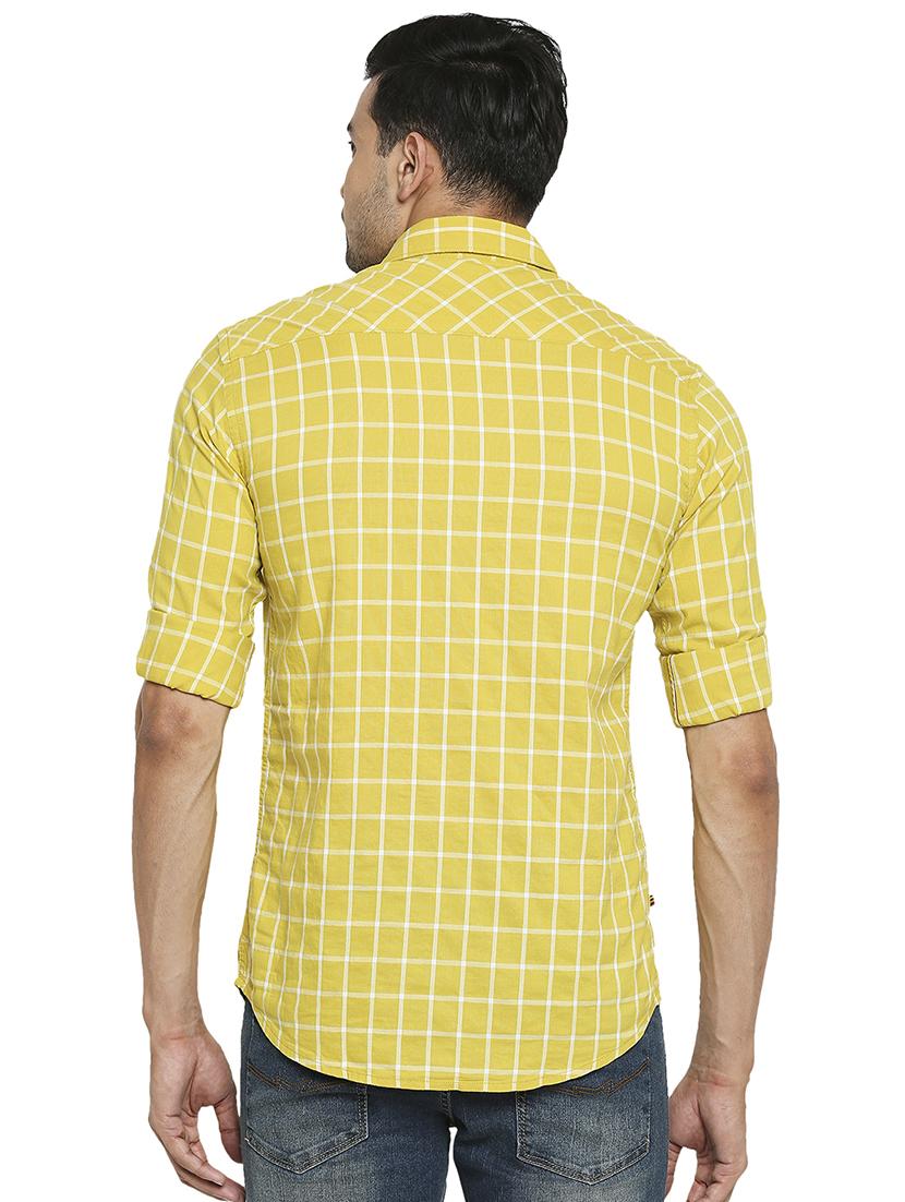 yellow checked casual shirt - 18329404 - Standard Image - 2