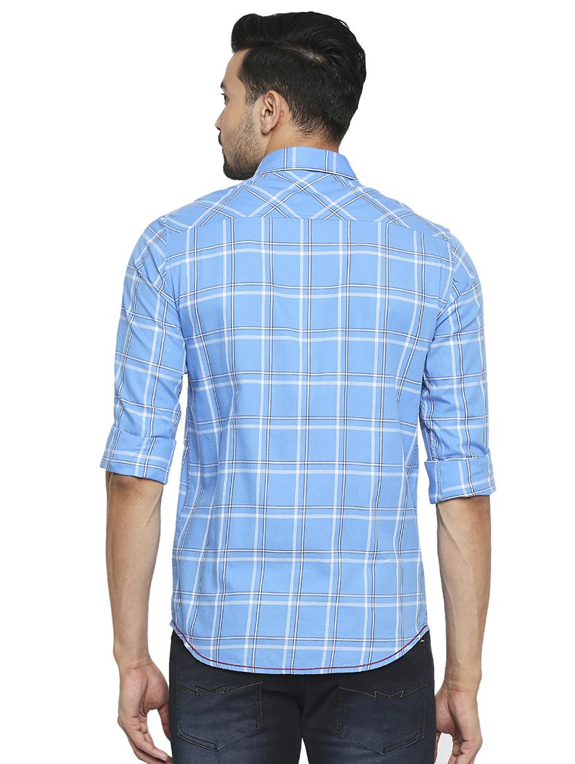 light blue checked casual shirt - 18329405 - Standard Image - 2