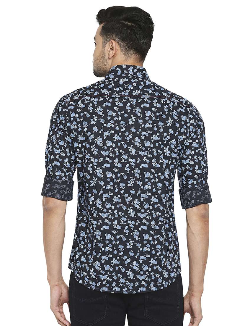 navy blue floral casual shirt - 18329438 -  Standard Image - 2