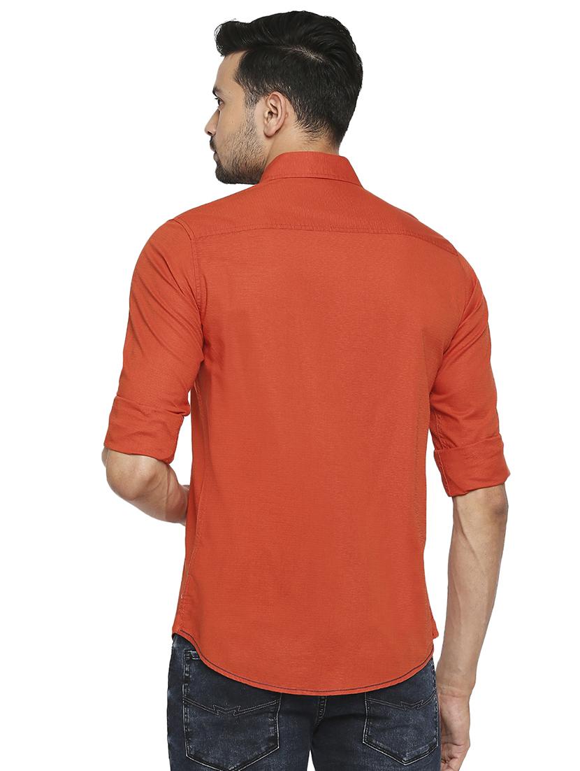 orange solid casual shirt - 18329475 - Standard Image - 2