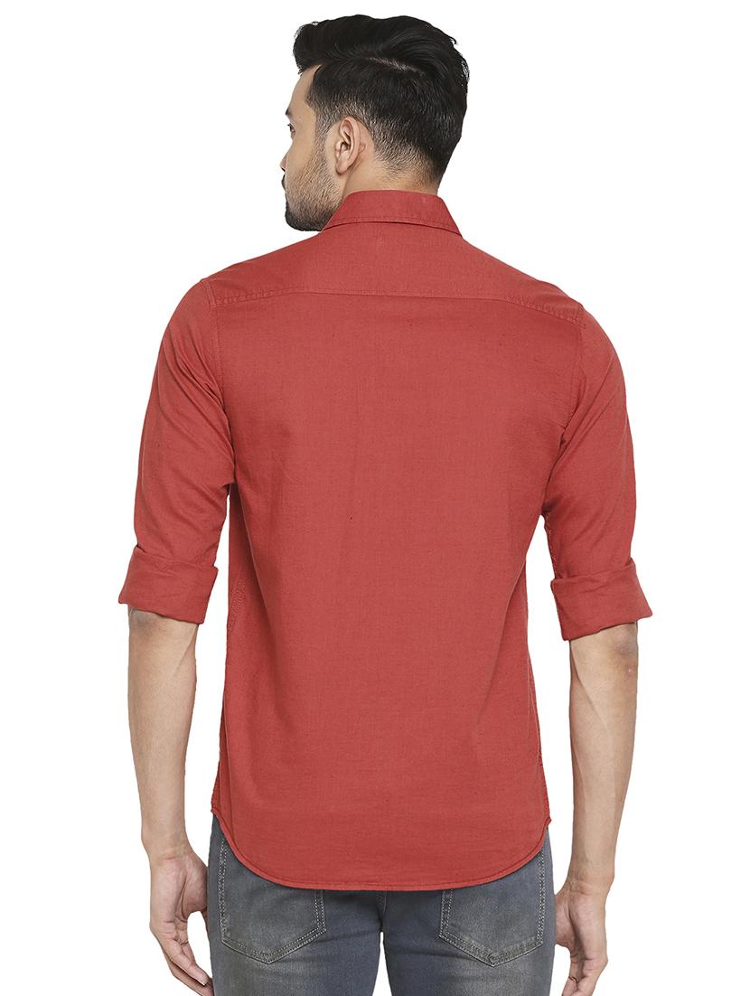 orange solid casual shirt - 18329485 - Standard Image - 2
