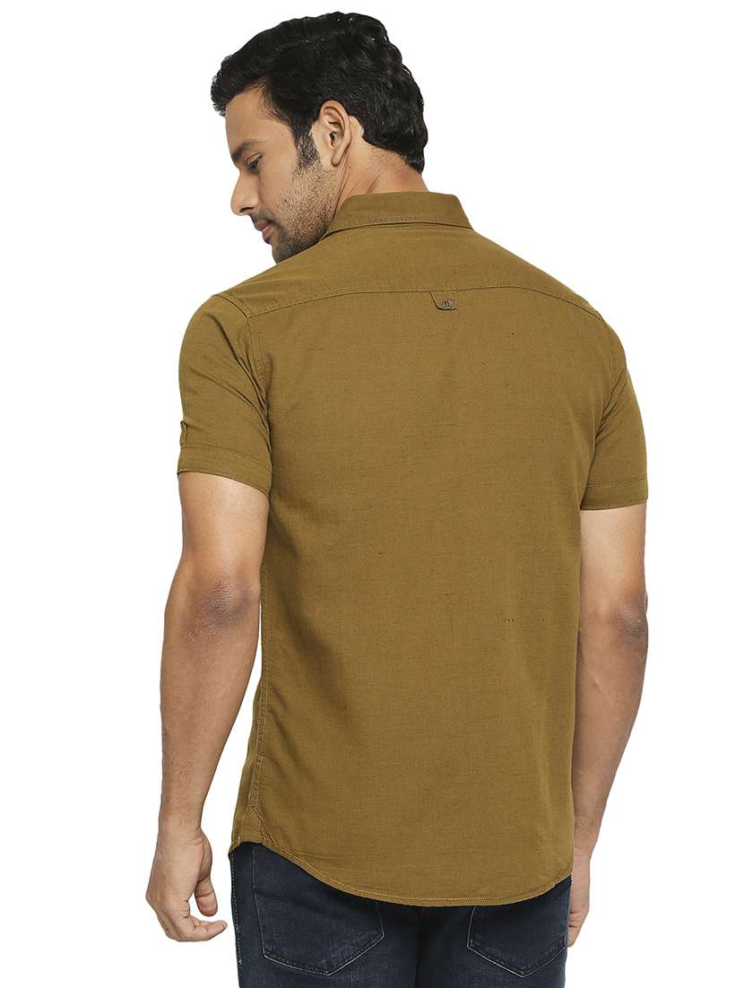 beige solid casual shirt - 18329495 -  Standard Image - 2