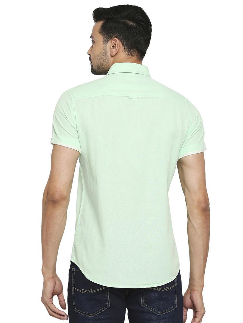 green solid casual shirt - 18329498 - Standard Image - 2