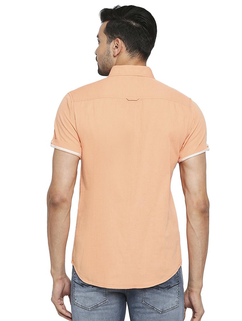 orange solid casual shirt - 18329499 - Standard Image - 2