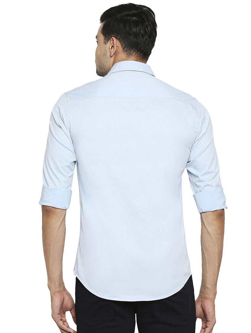light blue solid casual shirt - 18329505 - Standard Image - 2