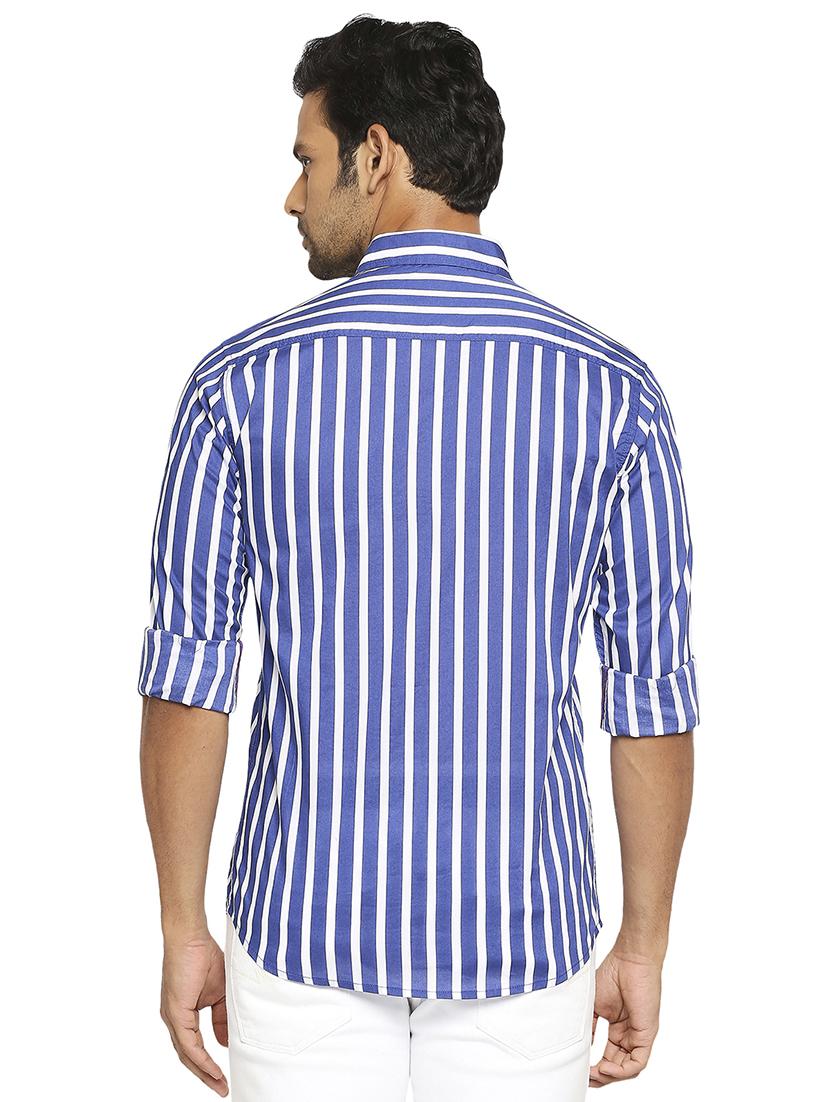 blue striped casual shirt - 18329509 - Standard Image - 2