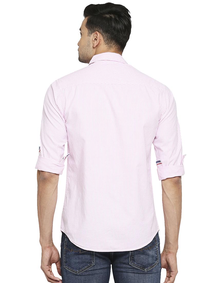 pink striped casual shirt - 18329513 - Standard Image - 2