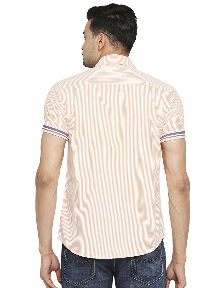 orange striped casual shirt - 18329531 - Standard Image - 2