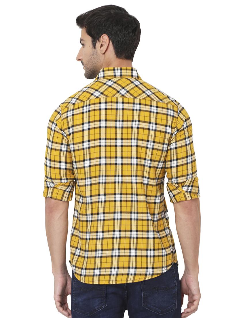 yellow checked casual shirt - 18329600 - Standard Image - 2