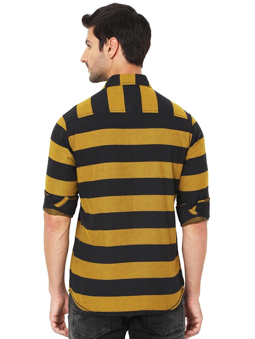 yellow striped casual shirt - 18329603 - Standard Image - 2