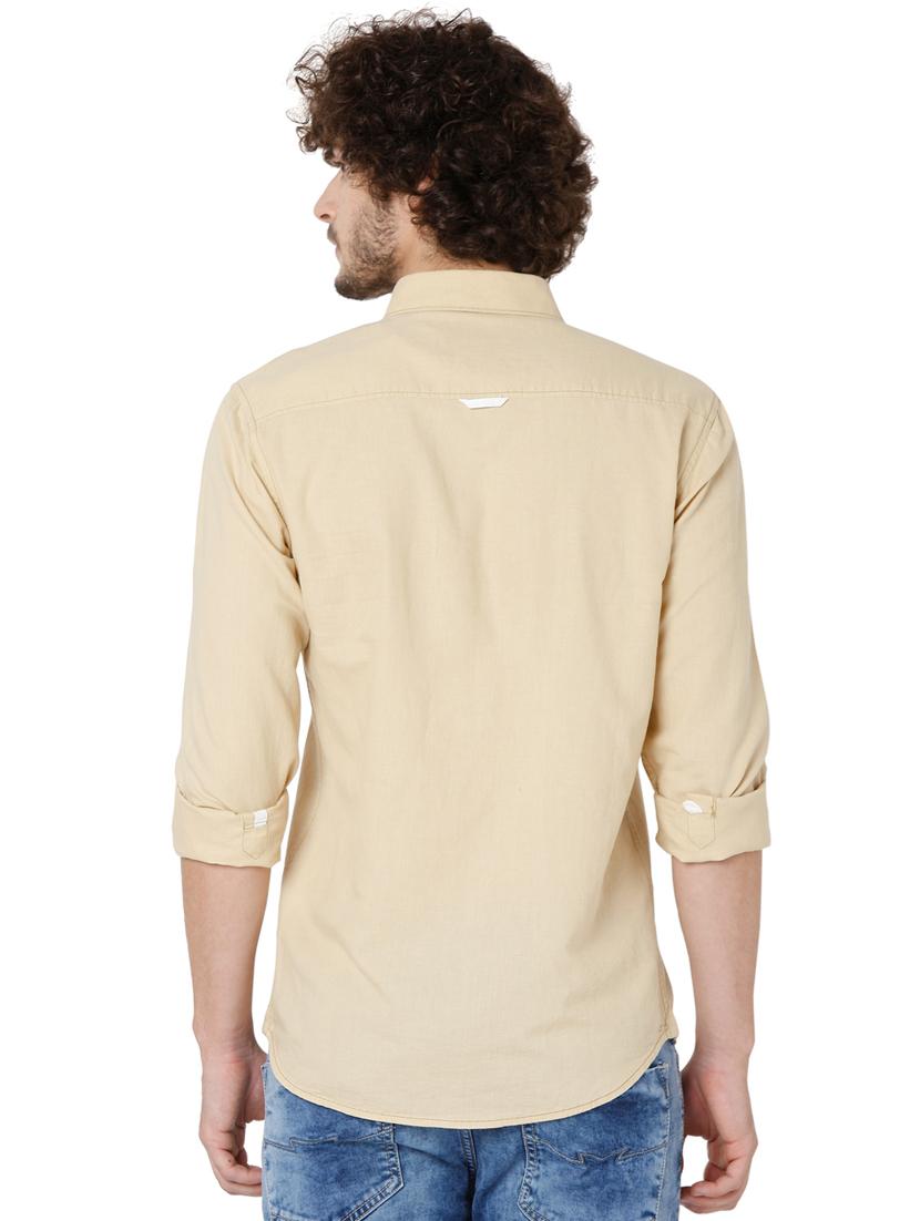 beige solid casual shirt - 18329761 - Standard Image - 2