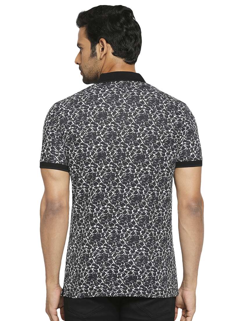 black printed polo t-shirt - 18329880 - Standard Image - 2