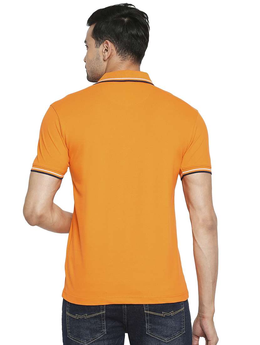 orange solid polo t-shirt - 18329941 - Standard Image - 2