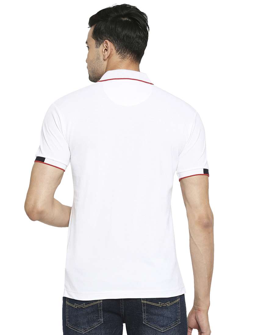 white solid polo t-shirt - 18329945 - Standard Image - 2