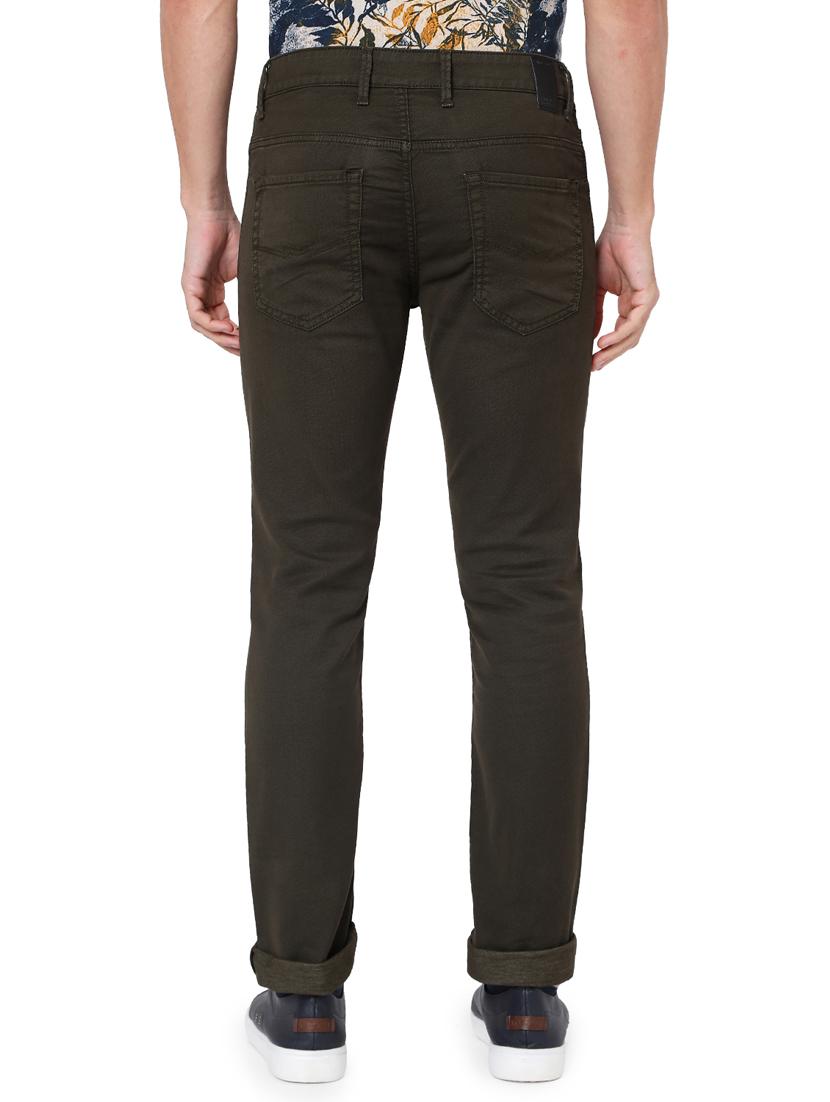 green cotton flat front casual trousers - 18330062 - Standard Image - 2