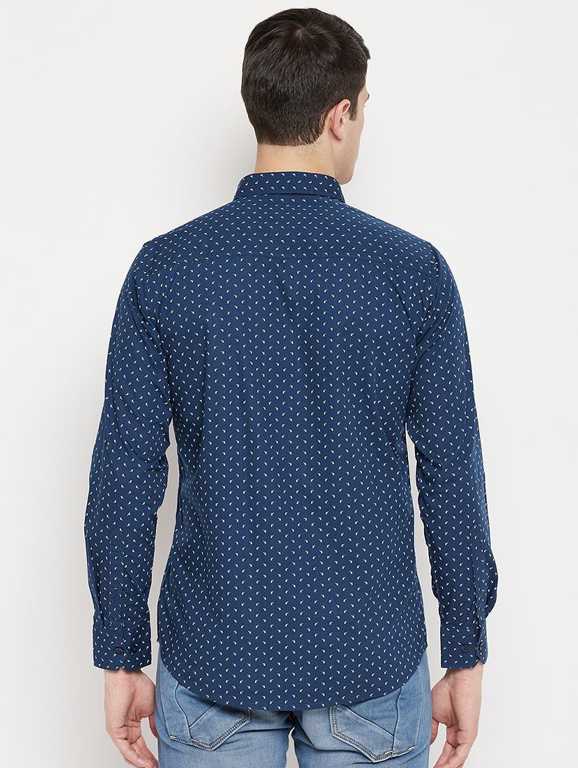navy blue printed casual shirt - 18330392 - Standard Image - 2