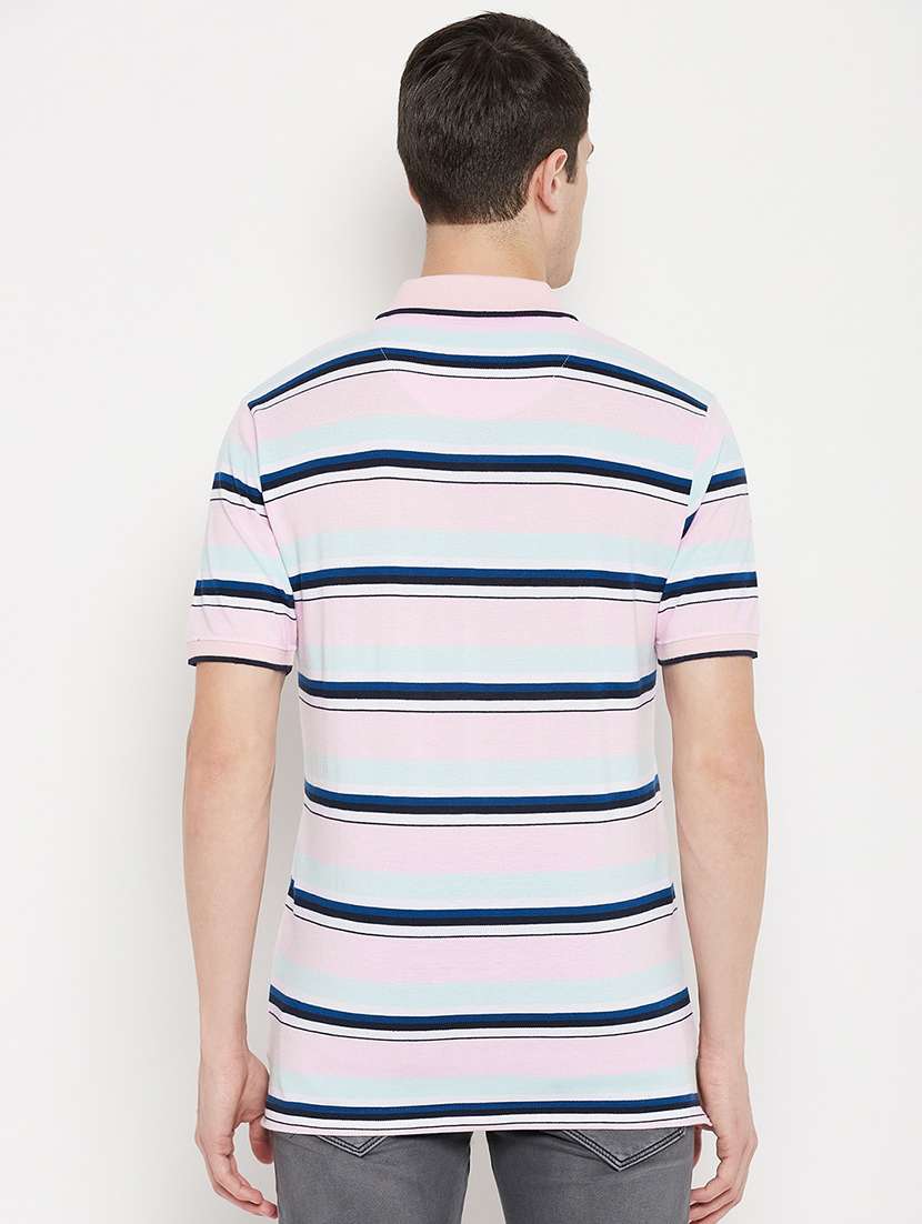 pink striped casual polo t-shirt  - 18330420 -  Standard Image - 2