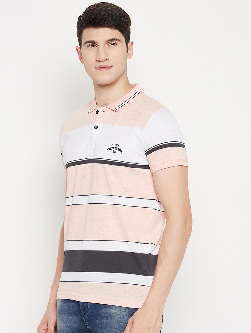 pink striped polo t-shirt - 18330431 - Standard Image - 2