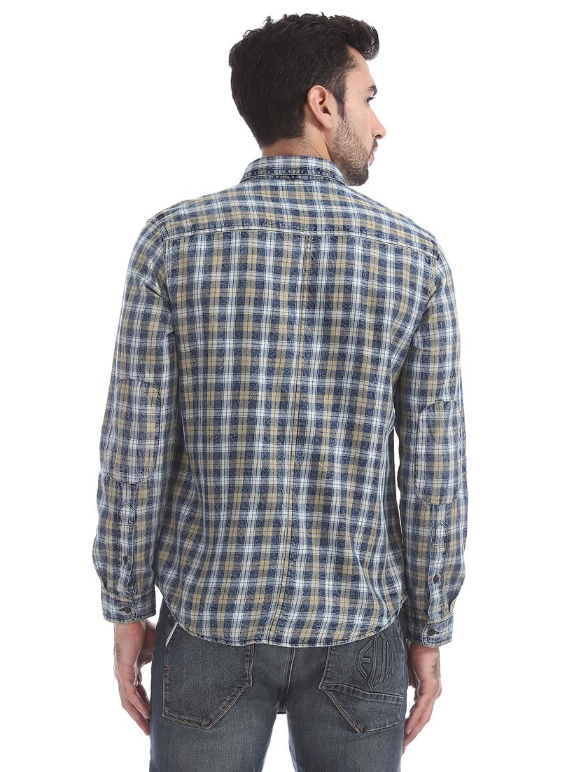 blue checkered casual shirt - 18332110 - Standard Image - 2