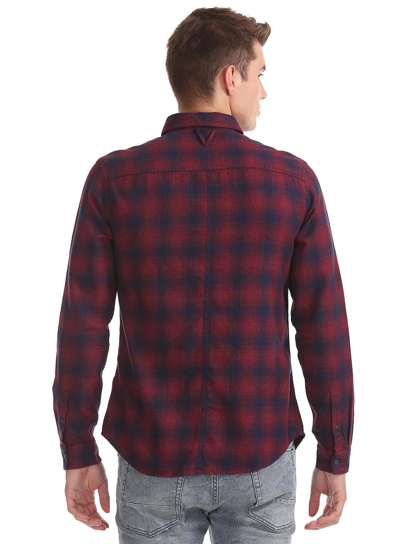 maroon checkered casual shirt - 18332112 - Standard Image - 2