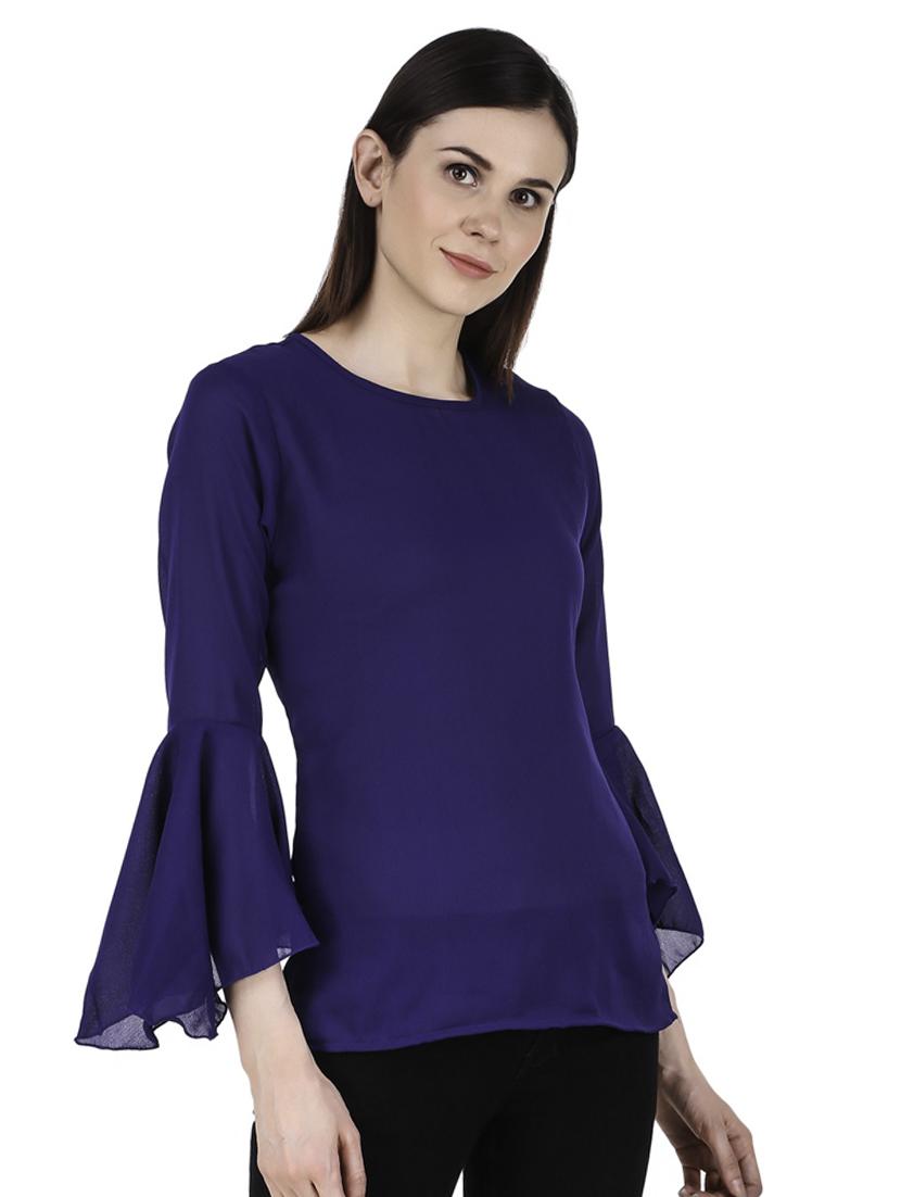 bell sleeved solid top - 18333054 - Standard Image - 2