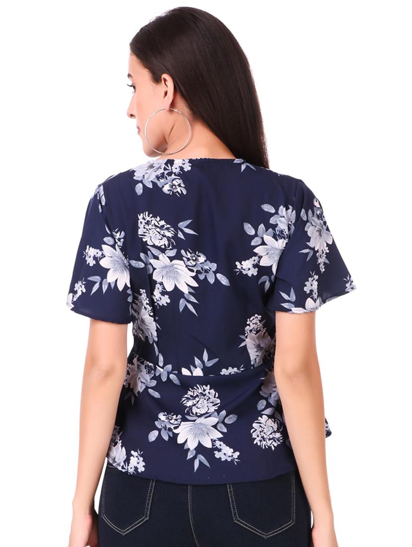 tie front floral top - 18333133 - Standard Image - 2