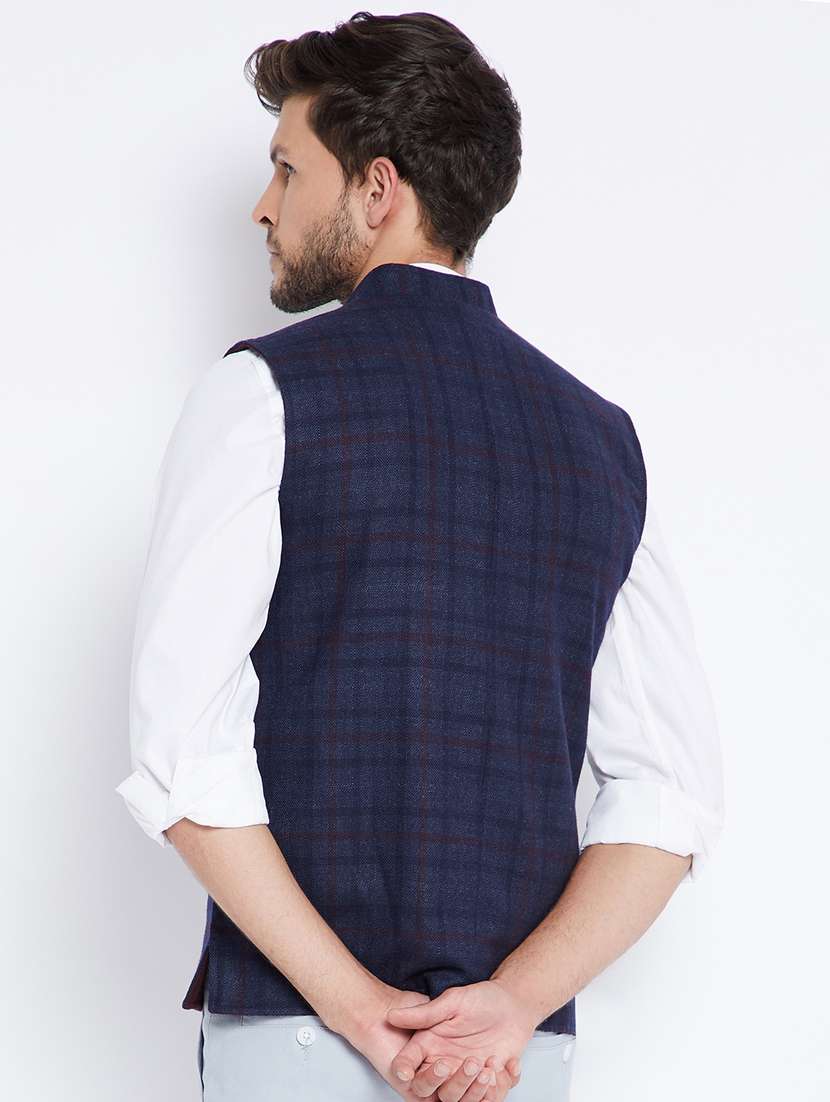 purple solid nehru jacket - 18333309 -  Standard Image - 2