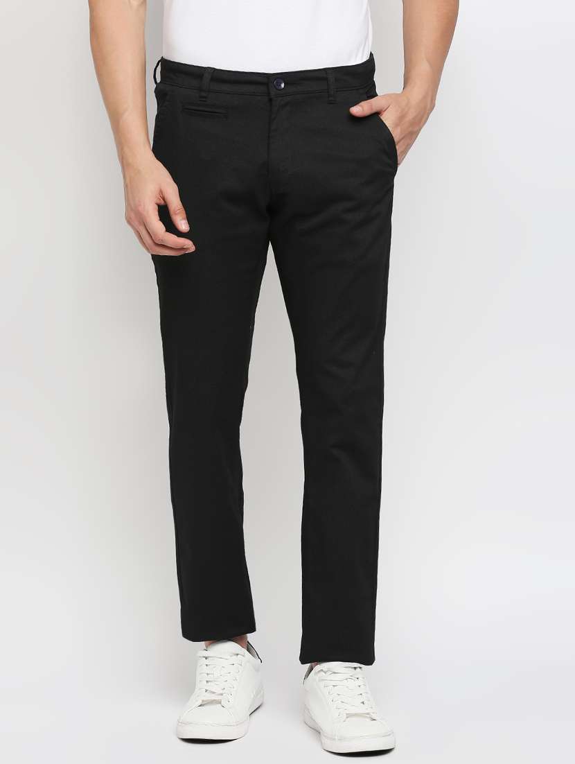 black solid chinos casual trouser