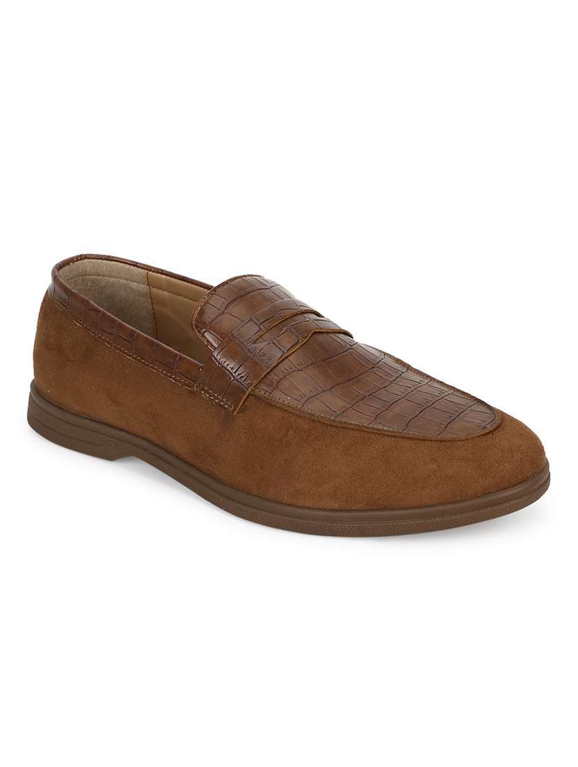 tan pu slip on loafers