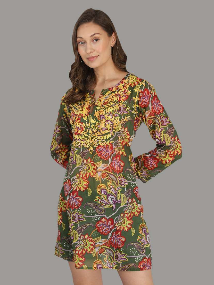 notch neck printed tunic