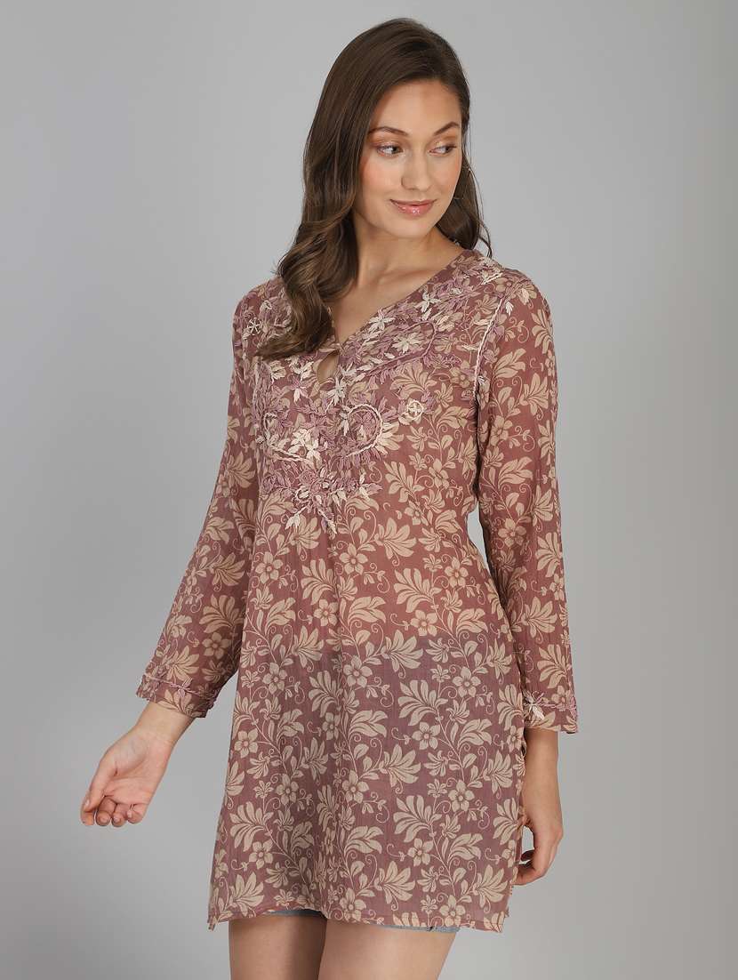 notch neck printed tunic - 18333950 -  Standard Image - 2