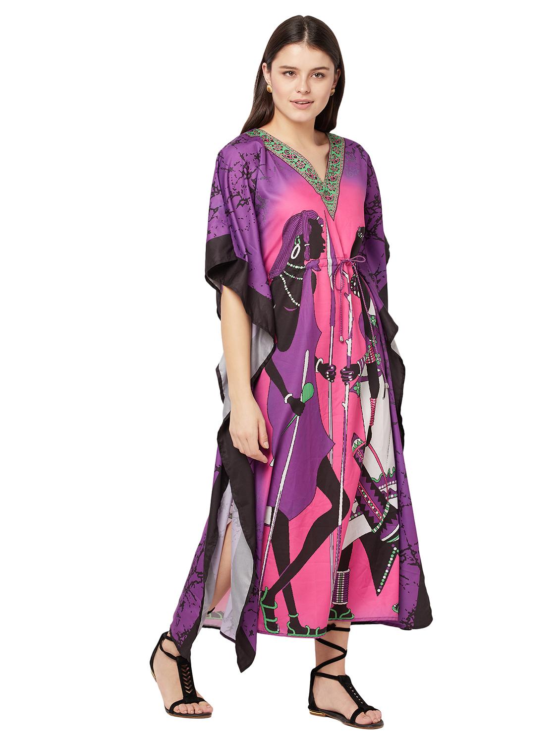 v-neck printed kaftan maxi dress - 18334782 - Standard Image - 2