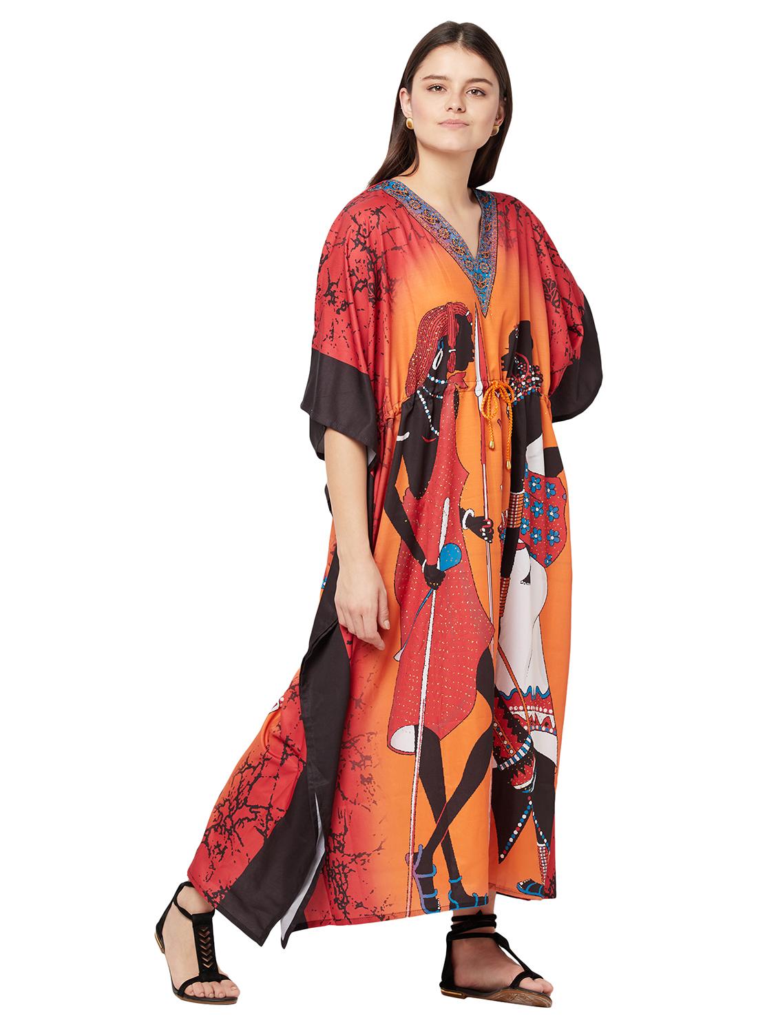 v-neck printed kaftan maxi dress - 18334783 - Standard Image - 2