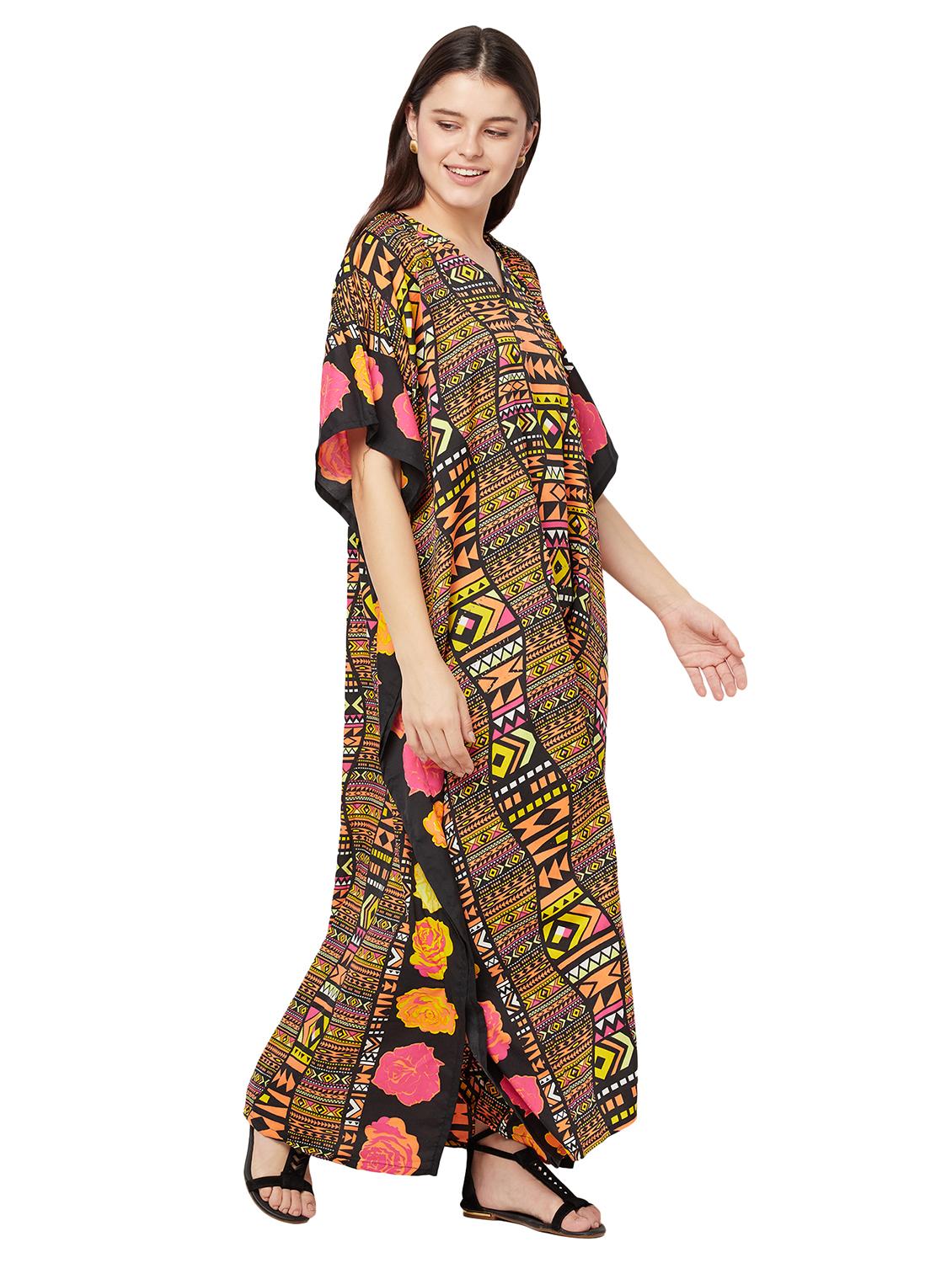 v-neck printed kaftan maxi dress - 18334785 - Standard Image - 2