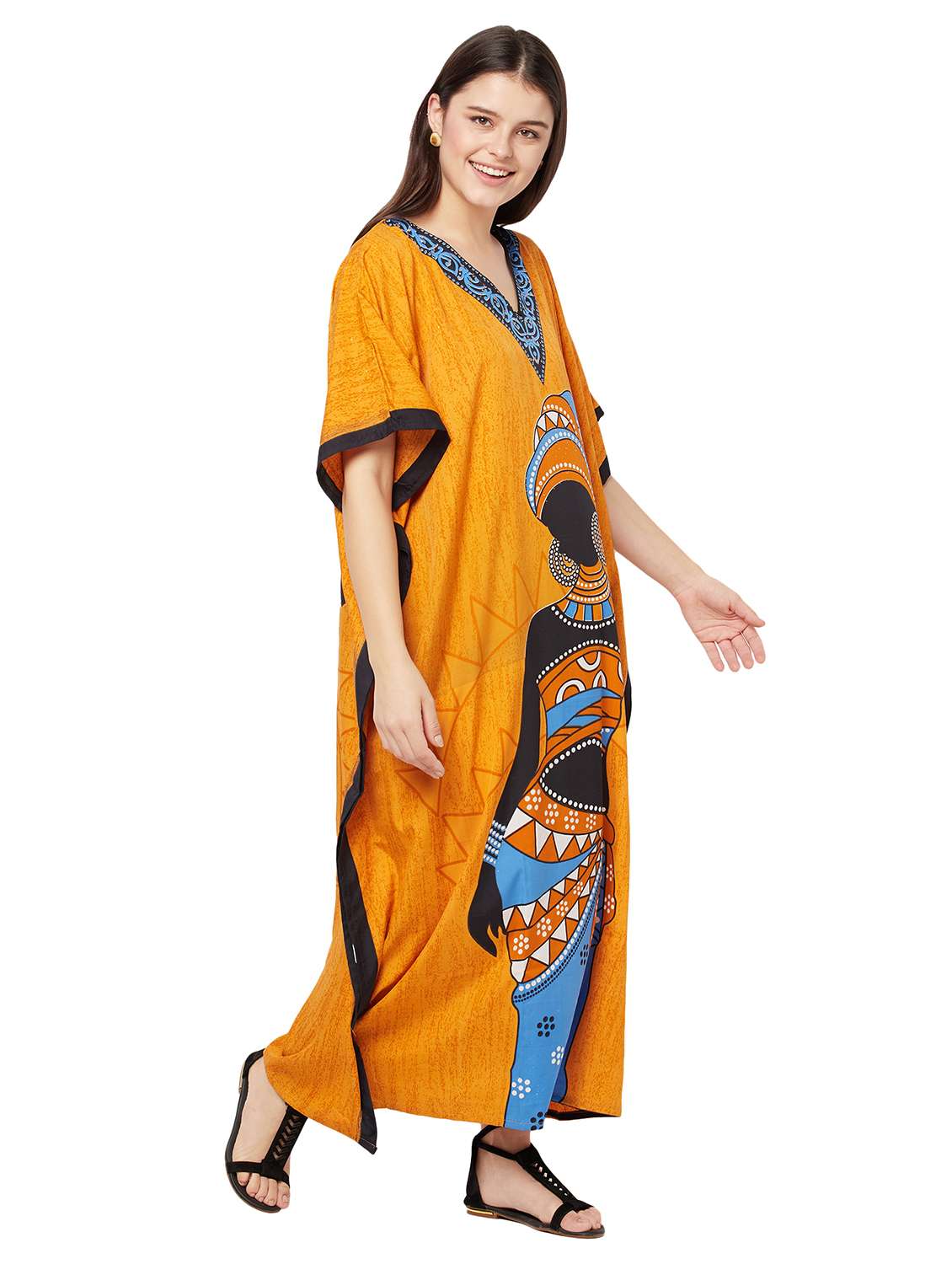 v-neck printed kaftan maxi dress - 18334786 -  Standard Image - 2