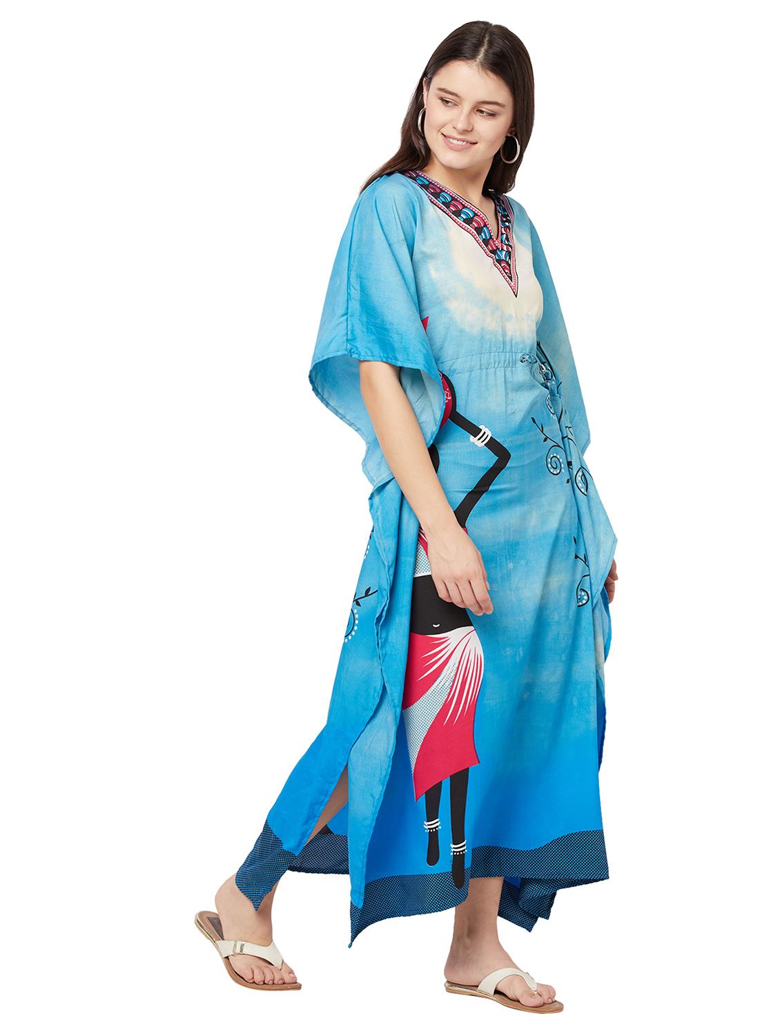 v-neck printed kaftan maxi dress - 18334791 - Standard Image - 2