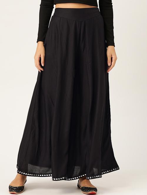black solid flared palazzo - 18334837 -  Standard Image - 0