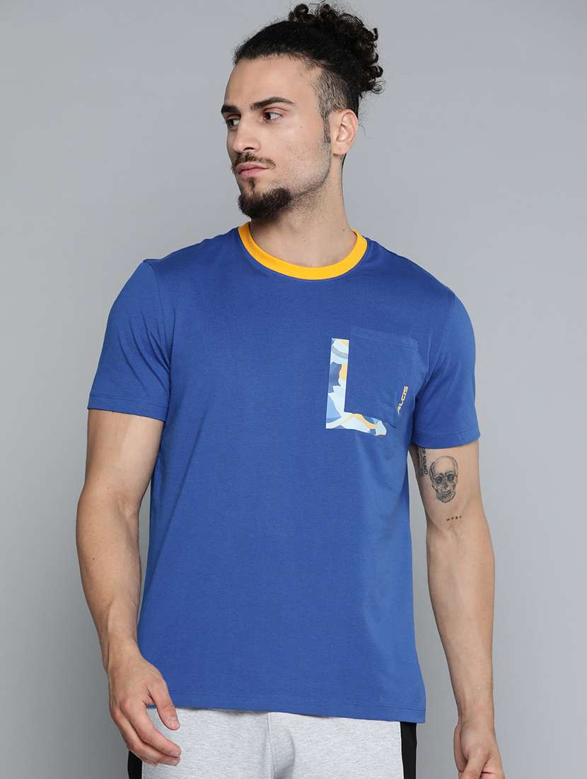 men blue placement print t-shirt  - 18334855 -  Zoom Image - 0