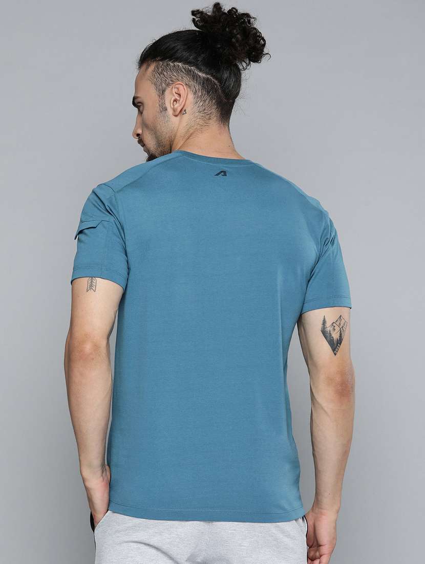 men blue front print t-shirt - 18334863 - Standard Image - 2