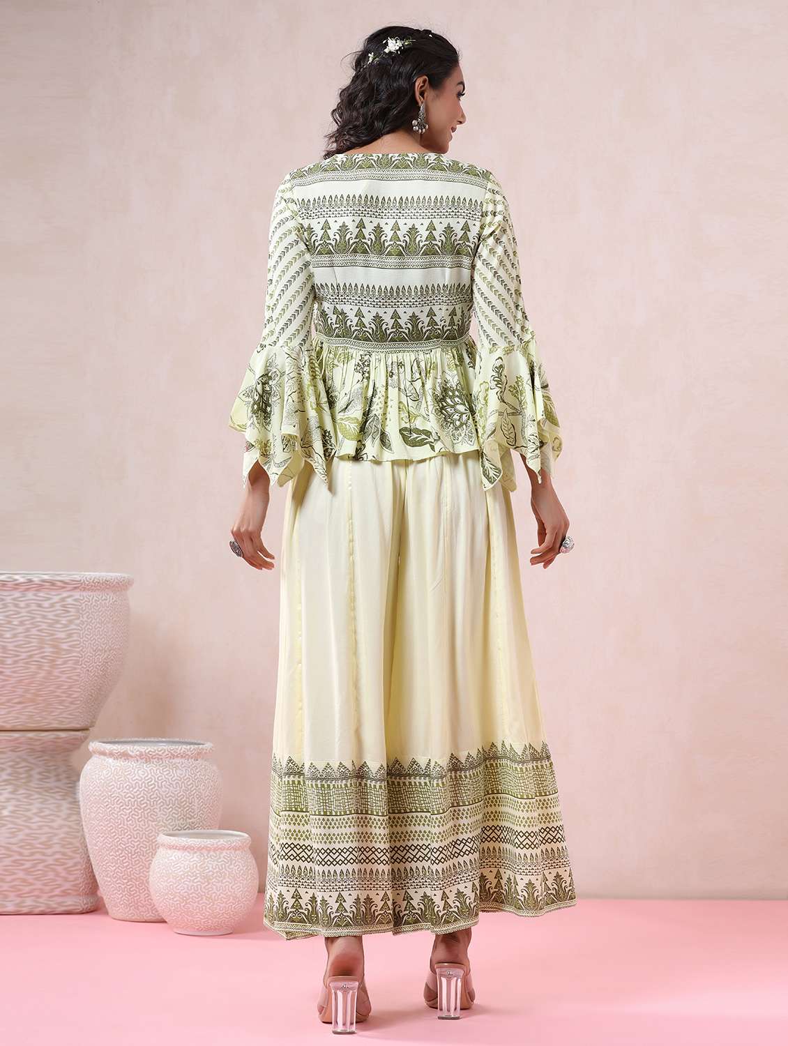 yellow rayon top pants  set - 18335150 -  Standard Image - 2