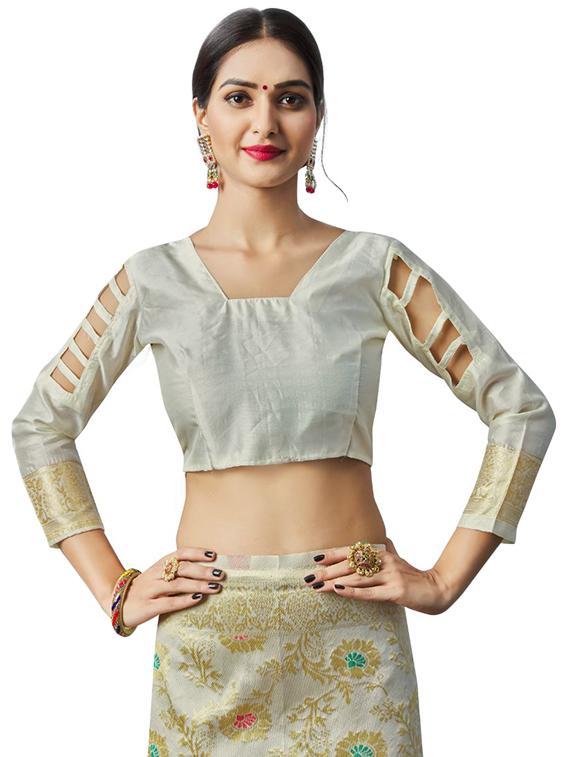 jacquard work banarasi saree with blouse - 18335729 - Standard Image - 2