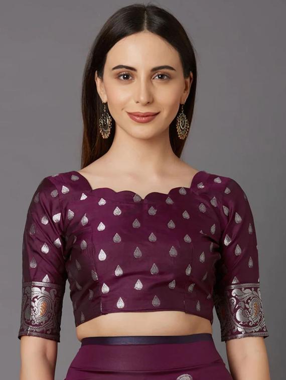 jacquard work banarasi saree with blouse - 18335735 - Standard Image - 2