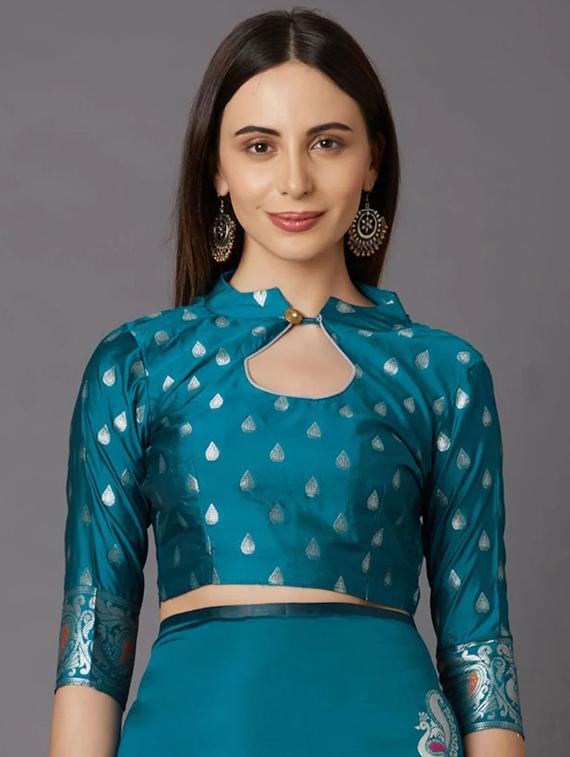 jacquard work banarasi saree with blouse - 18335736 - Standard Image - 2