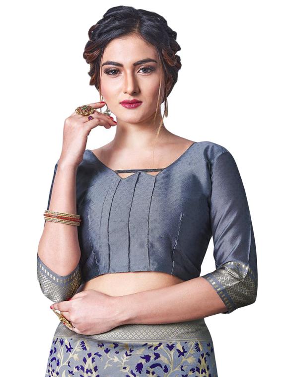 jacquard work banarasi saree with blouse - 18335759 - Standard Image - 2