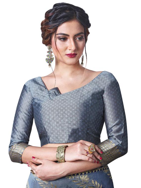 jacquard work banarasi saree with blouse - 18335760 - Standard Image - 2