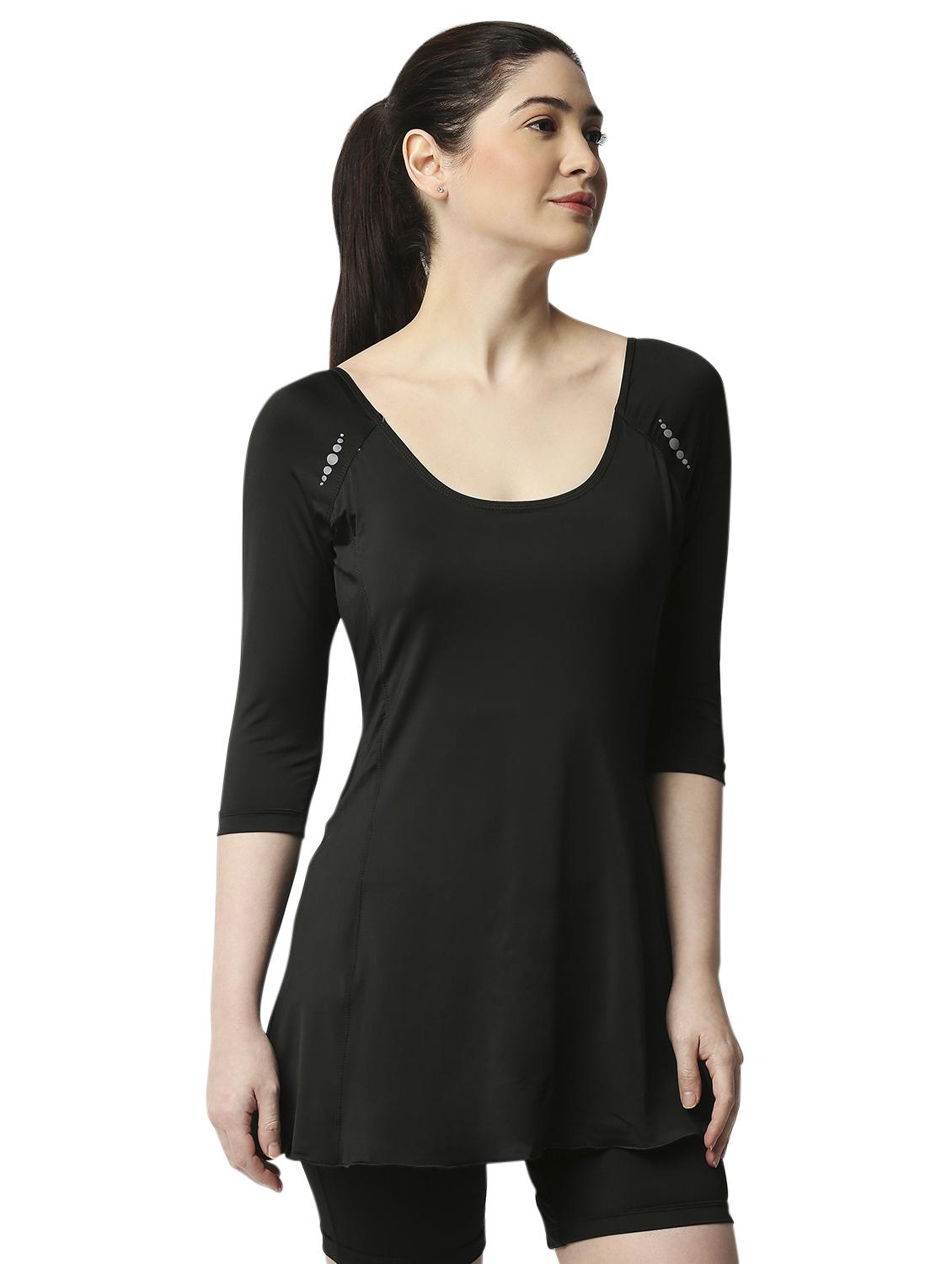round neck solid swimsuit - 18336902 - Standard Image - 2