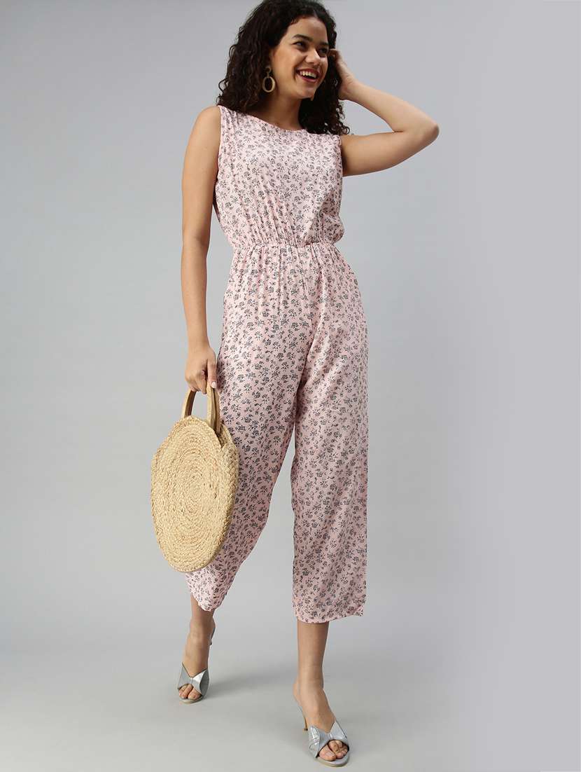 round neck floral jumpsuit