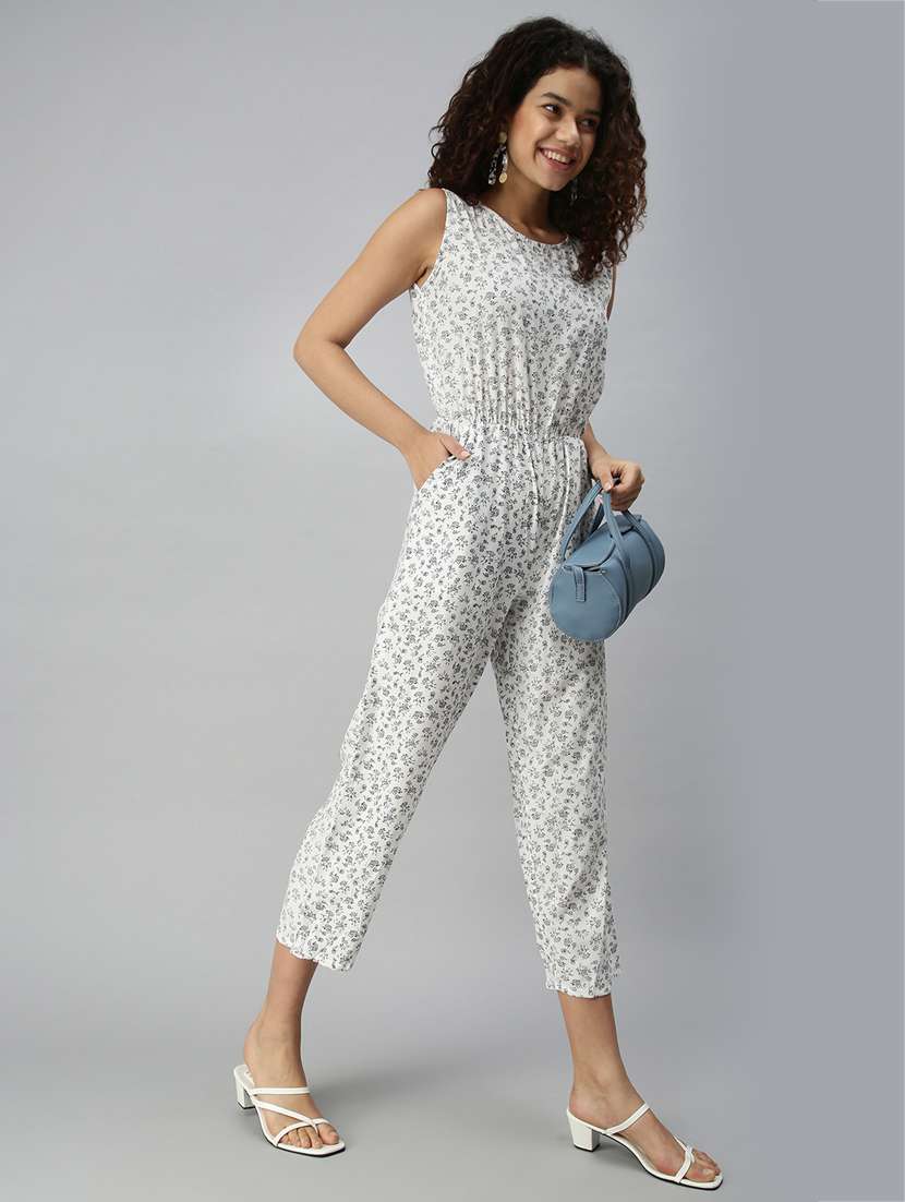 round neck floral jumpsuit
